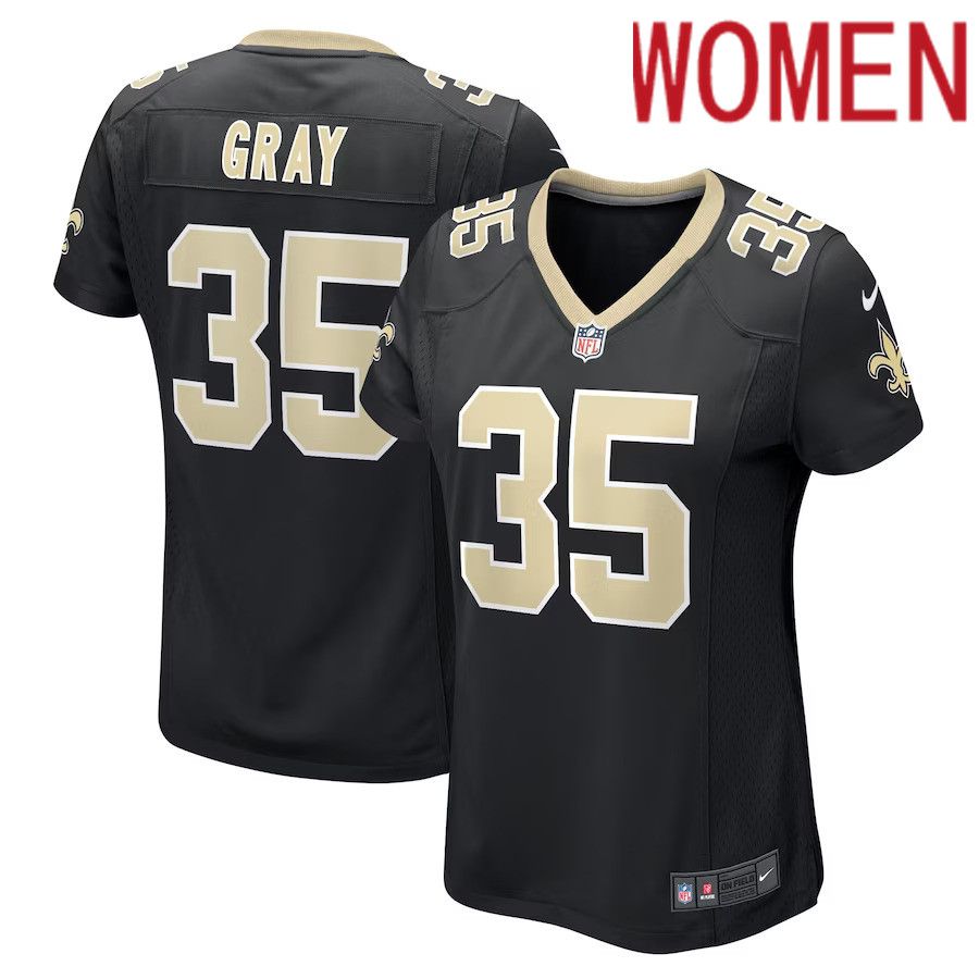 Women New Orleans Saints #35 Vincent Gray Nike Black Game Player NFL Jersey->women nfl jersey->Women Jersey